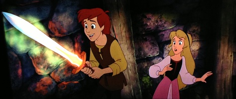 Taran and Princess Eilonwy get help from a magic sword. The film has some cool sequences.